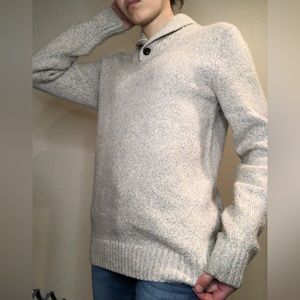 Cream mens henley sweater